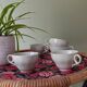 5 pale green cups | almond petals | Grindley England 1950