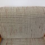 Set of 2 vintage fireside chairs in pine and fabric from the 70s