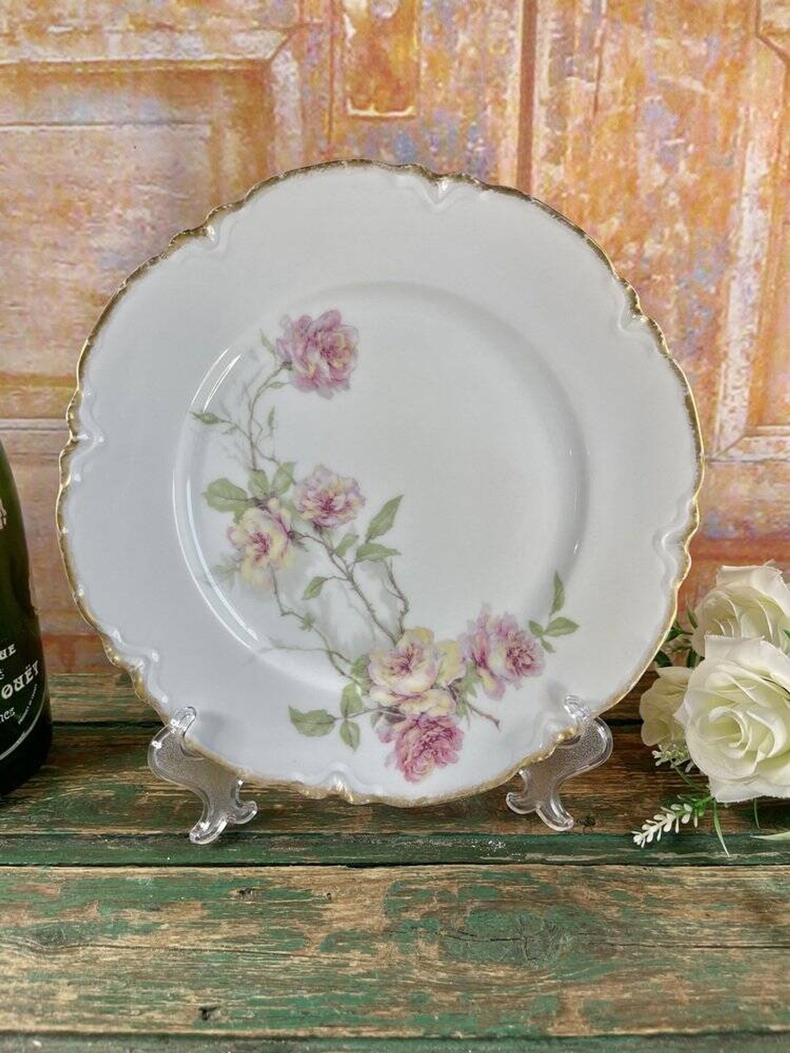 6 Assiettes plates Baltimore Rose de Haviland Limoges