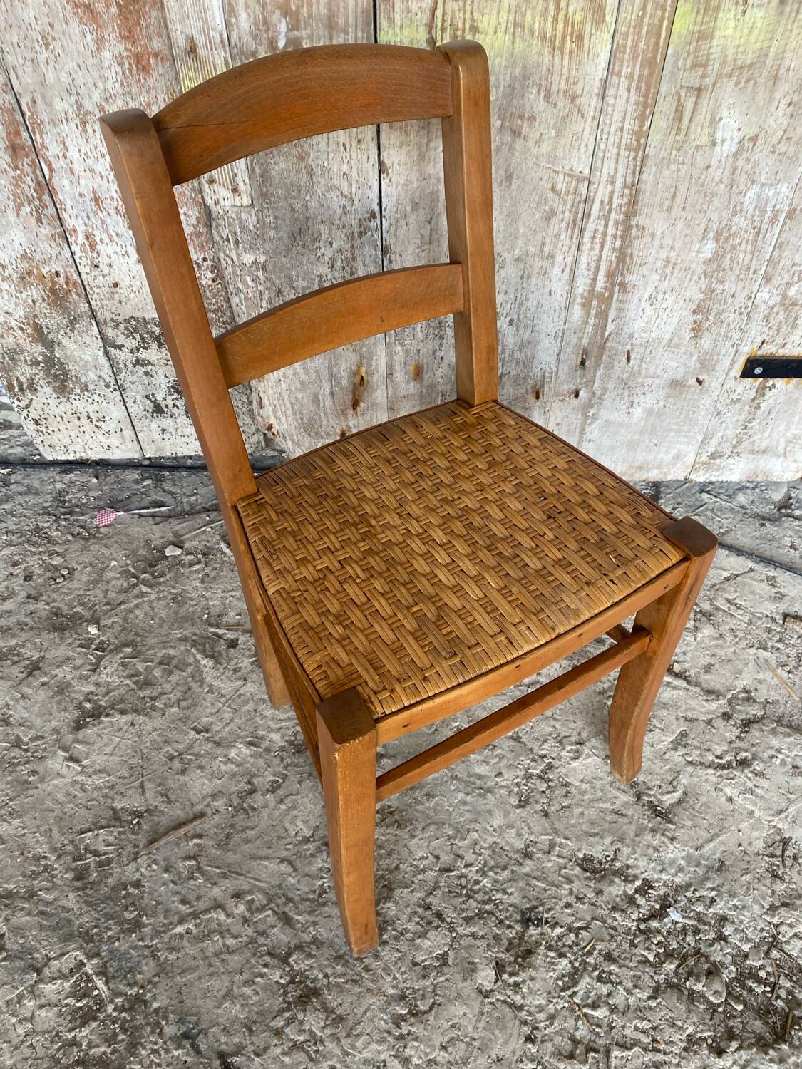 Vintage CLASS NEUDORF Wooden Chair + Woven Seat #C800