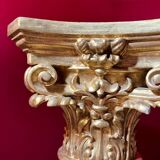 Italian Pedestal Column in White Lacquer and Gold Leaf