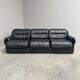 Black leather 3 seat sofa by Dreipunkt, 1970s