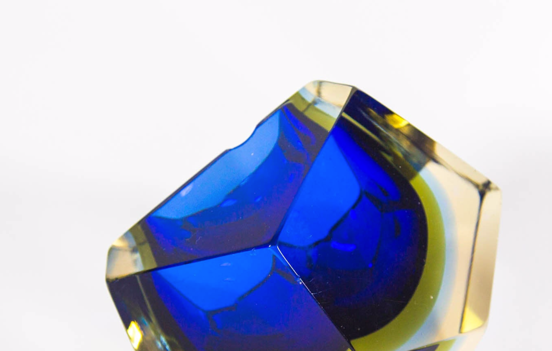 Blue and yellow Murano Mandruzzato ashtray
