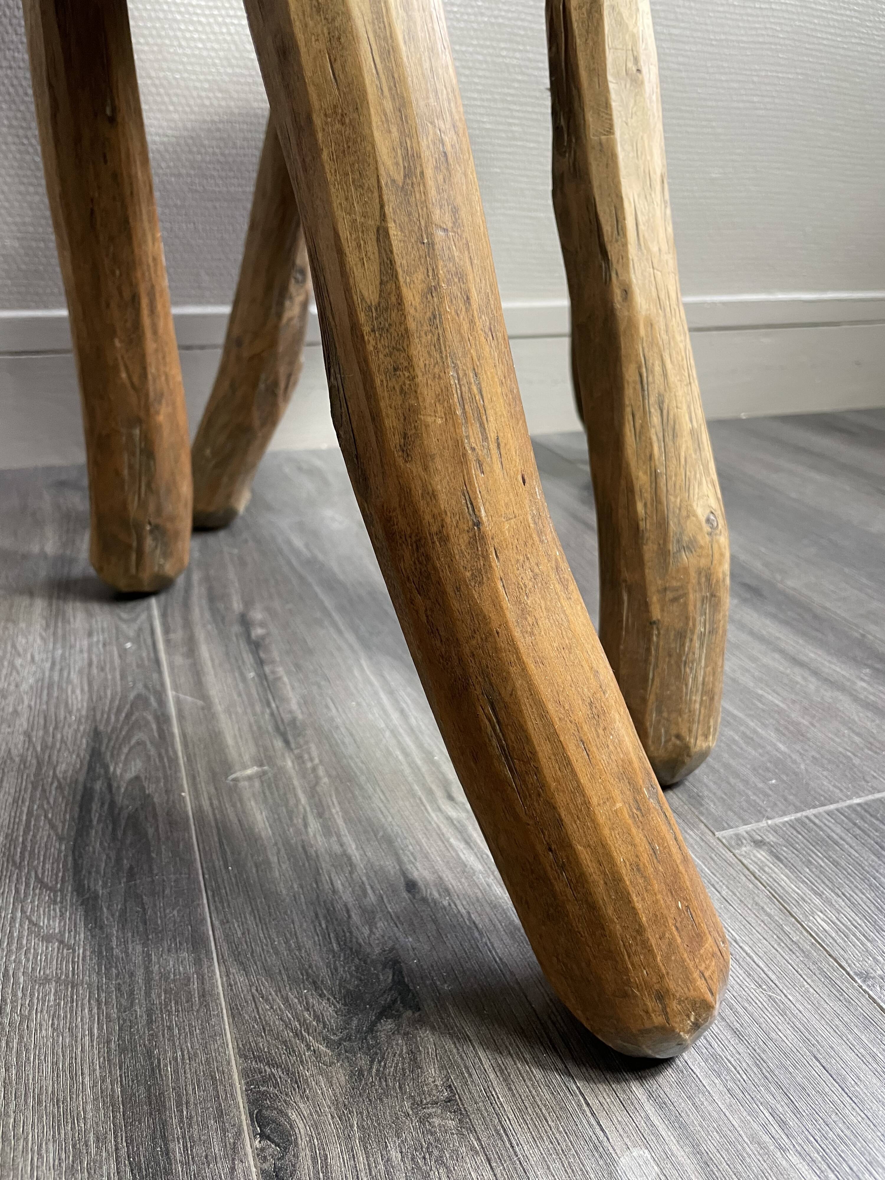 Pair of solid wood farmhouse stools