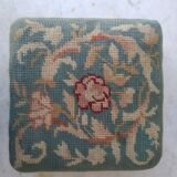 Small antique footrest stool lined canvas