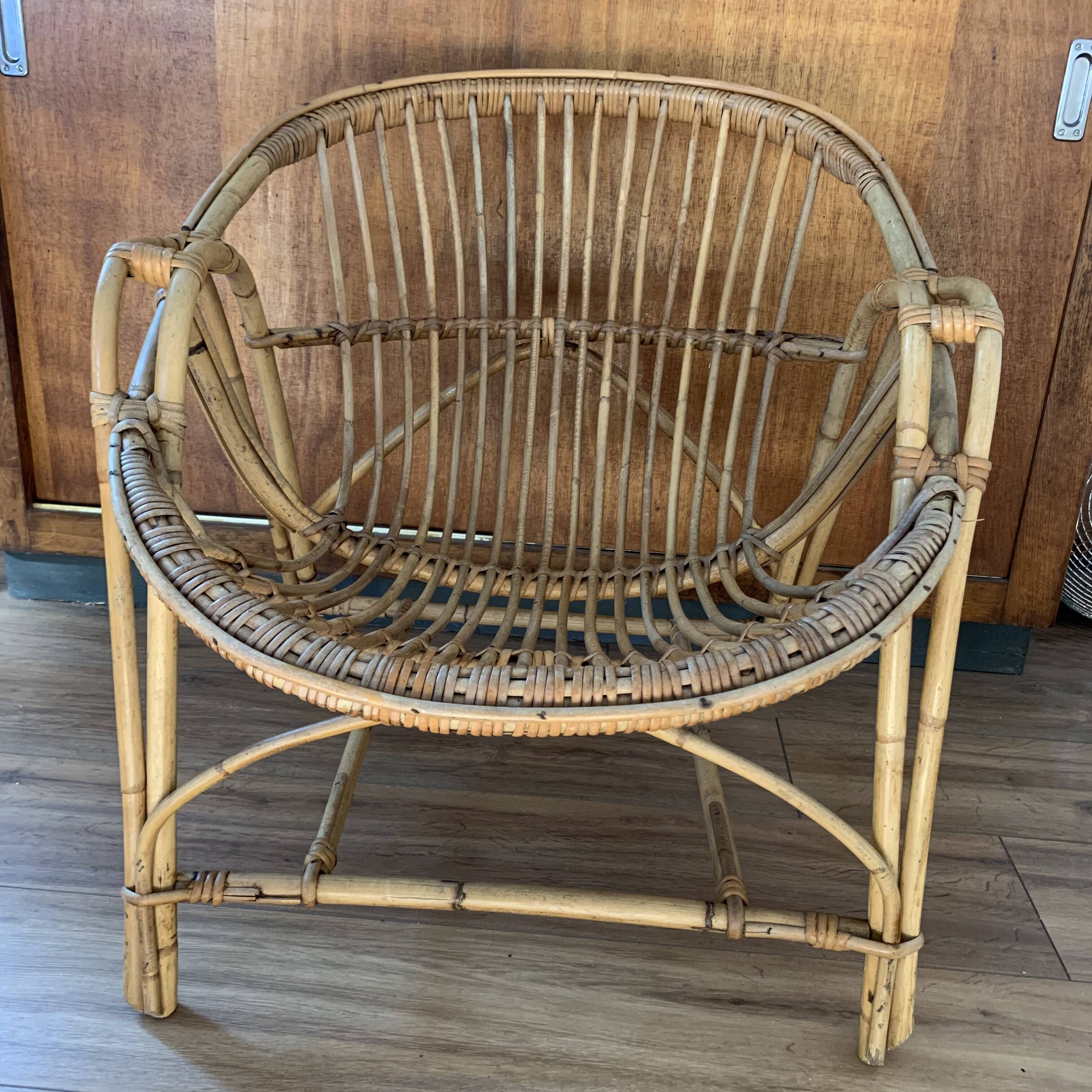 Rattan shell chair