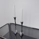 Pair of zigzag candle holders, solid aluminum and polished stone, art3, Spain, 1970