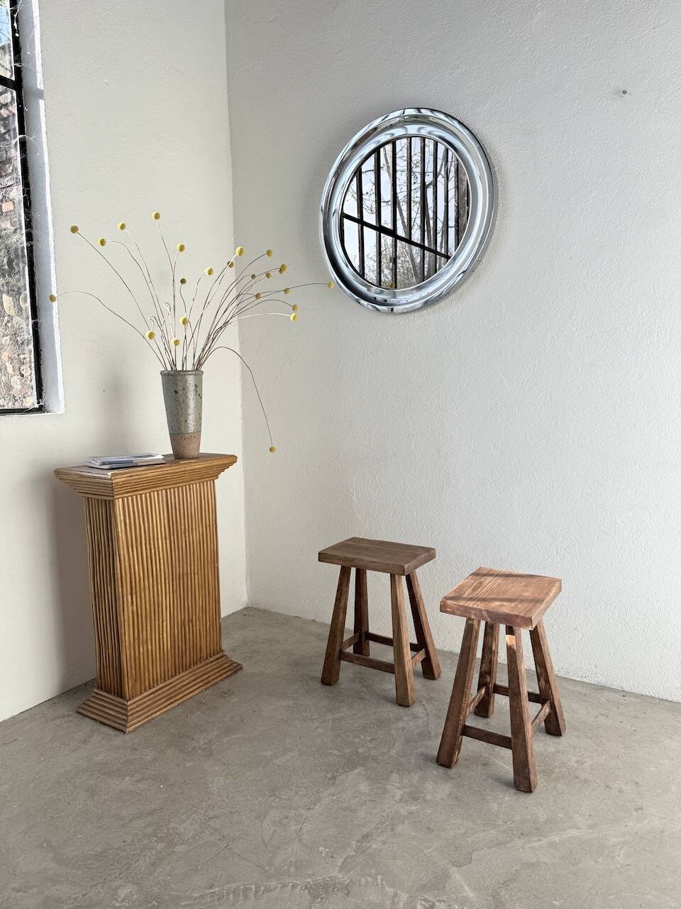 Pair of oak stools from the 1960s.