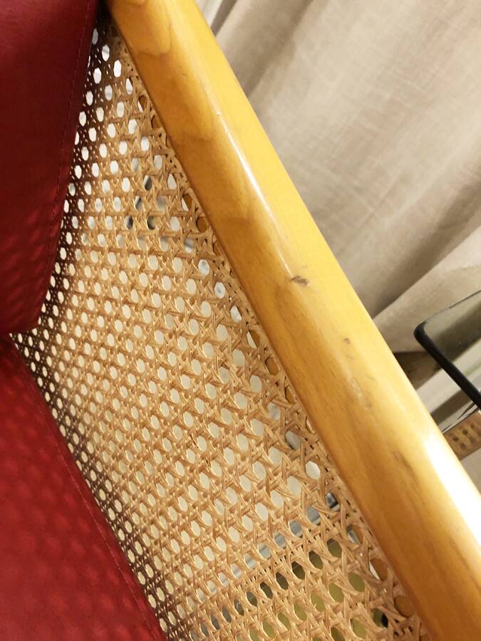 Vintage wooden and cane armchair – 1980s