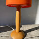 1980s orange turned wooden lamp