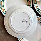 6 assiettes plates Badonviller en faïence, service "Quiberon"