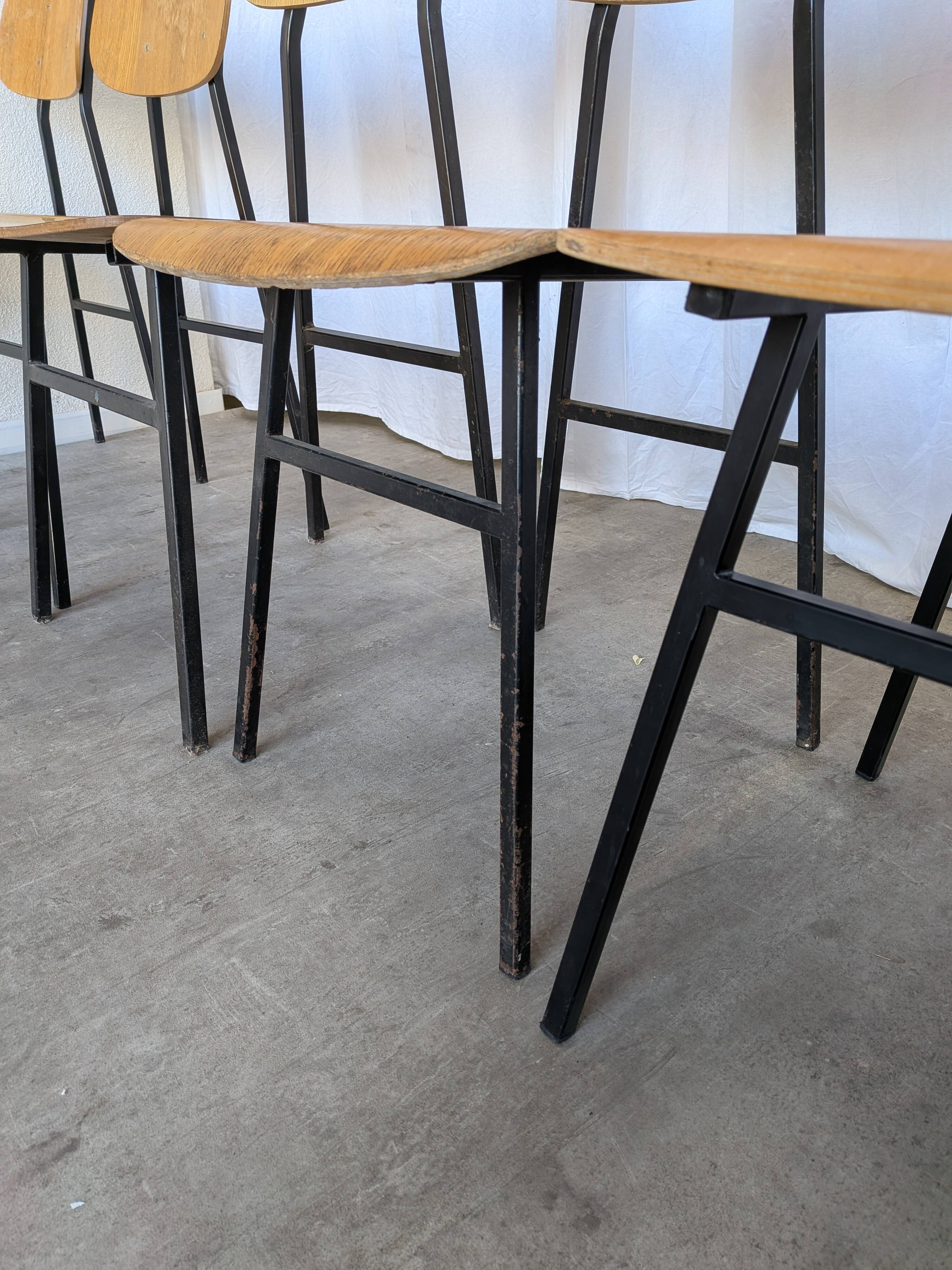 Set of 7 Vintage Industrial School Chairs / STOL Kamnik 1970s Yugoslavia