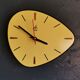 Vintage Formica clock silent asymmetrical wall pendulum "Yellow Japy"