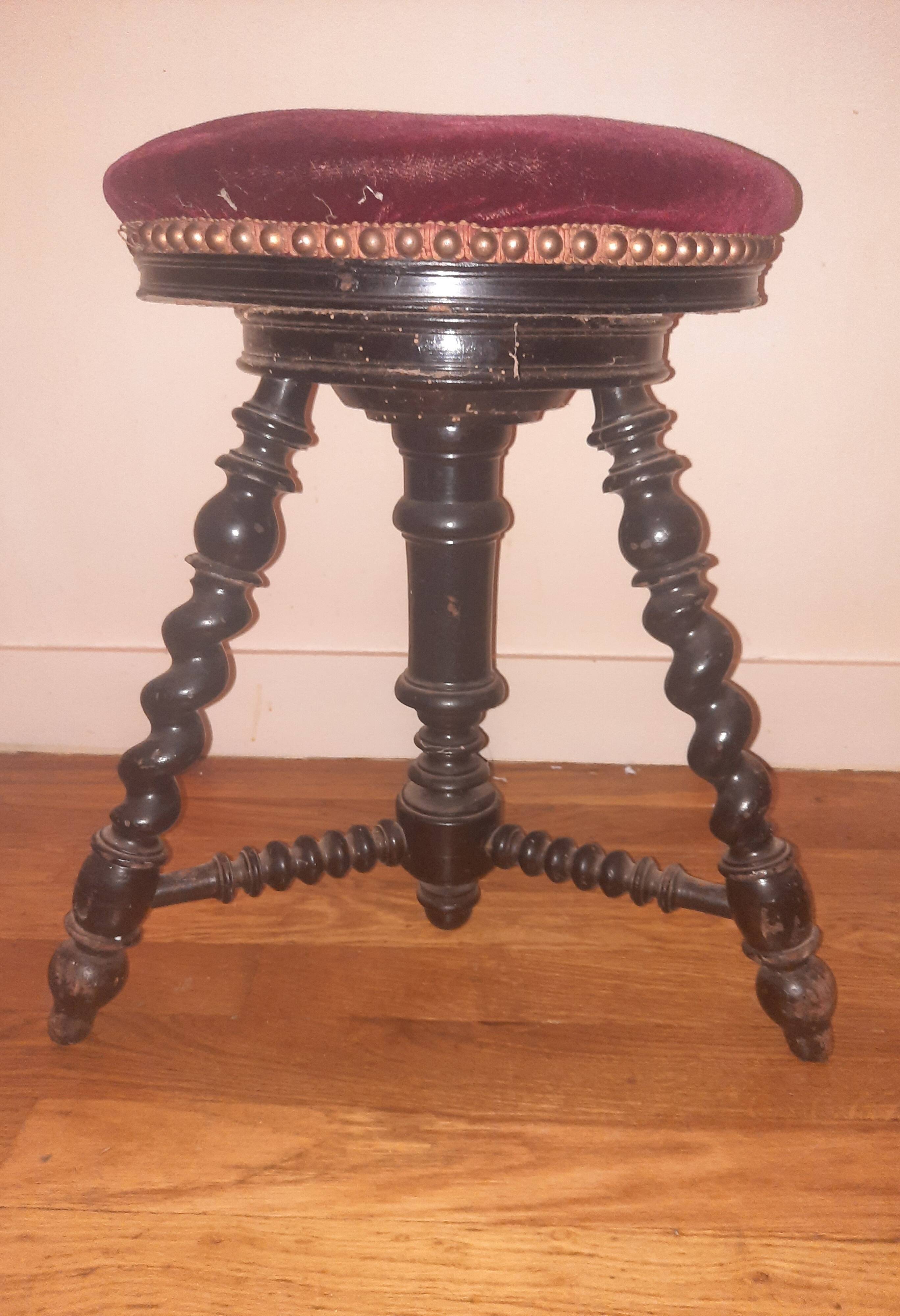 Tabouret de piano  bois tourné Napoléon 3