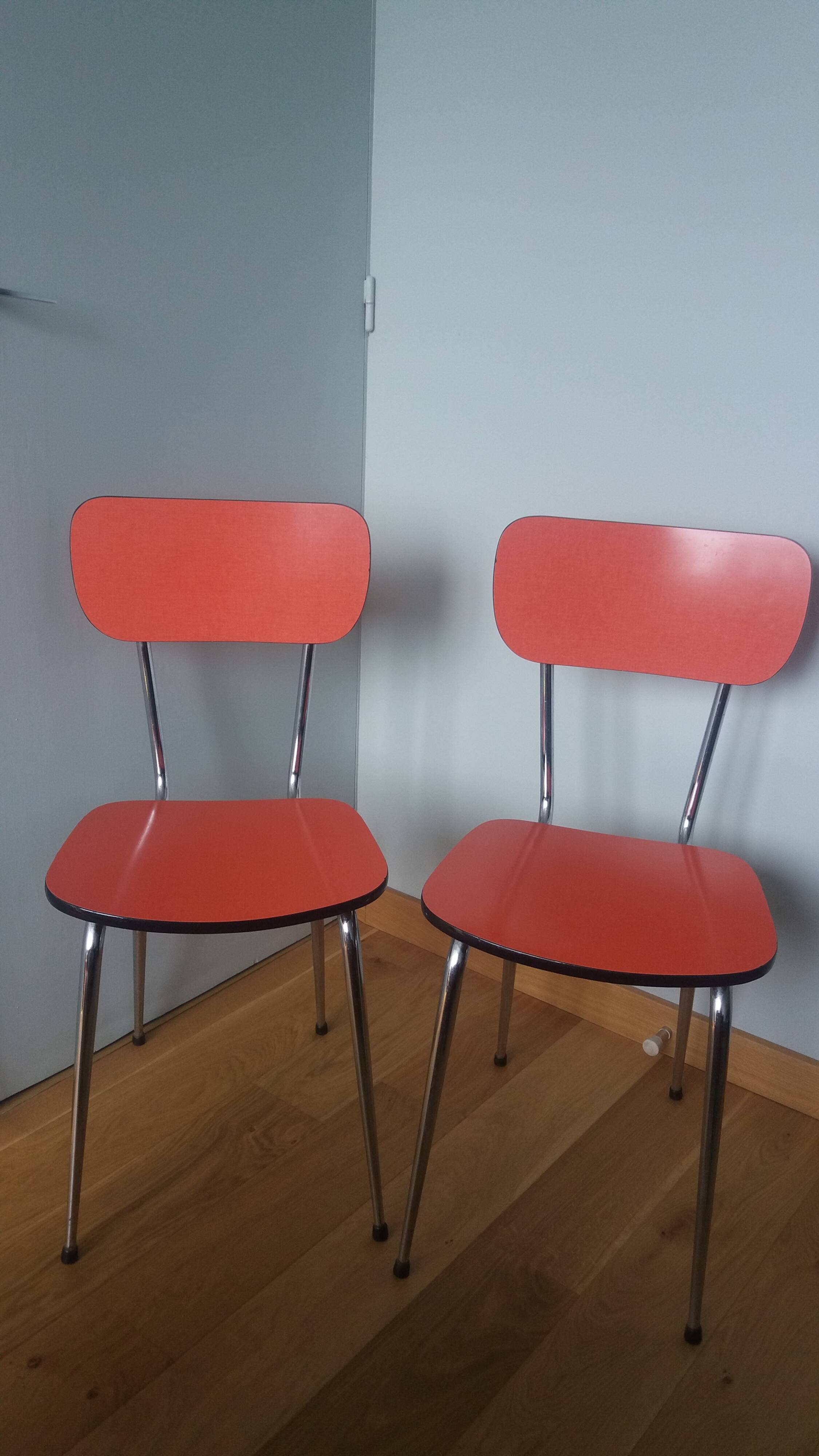 Chaises en formica et métal chromé