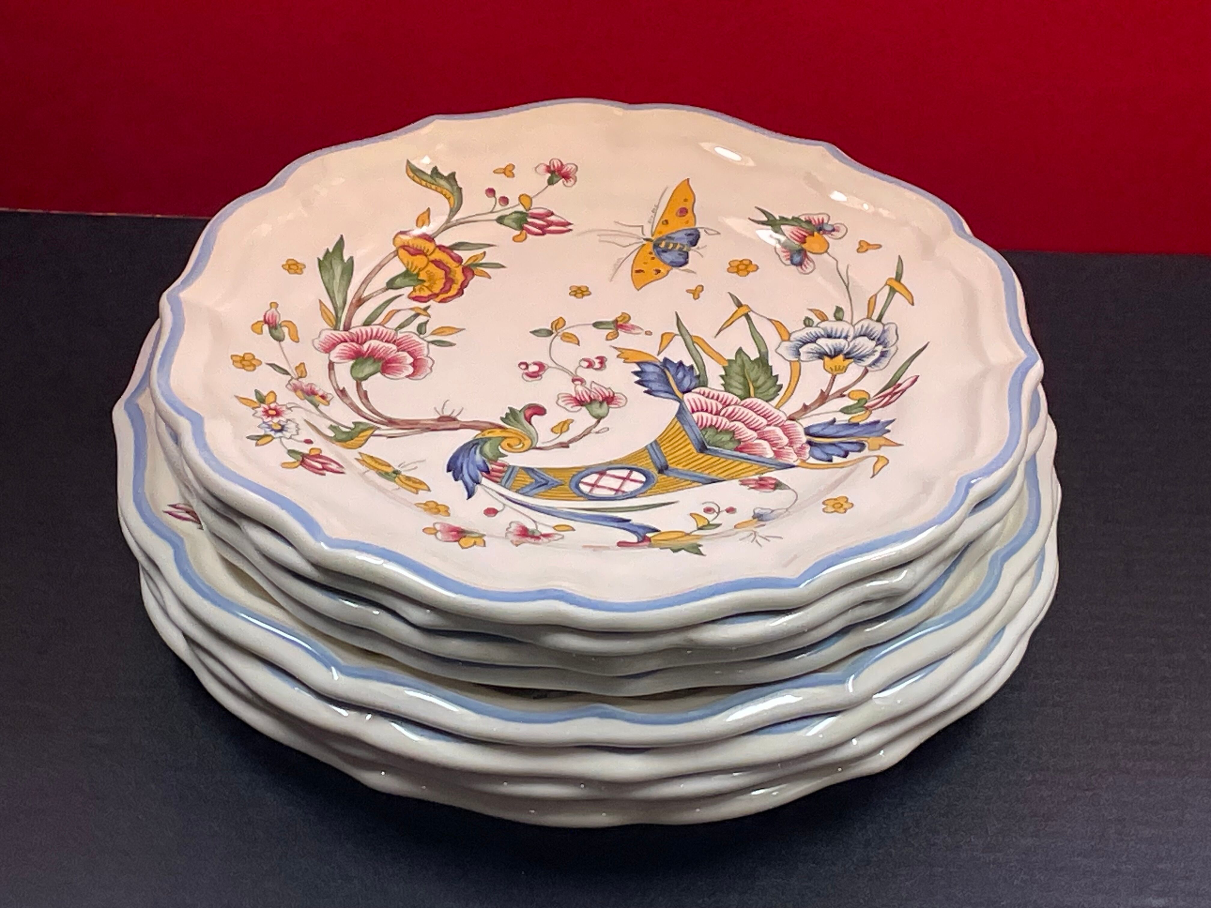 Lot 8 plate Gien cornucopia 23 and 25 cm