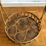 Vintage wicker bottle rack