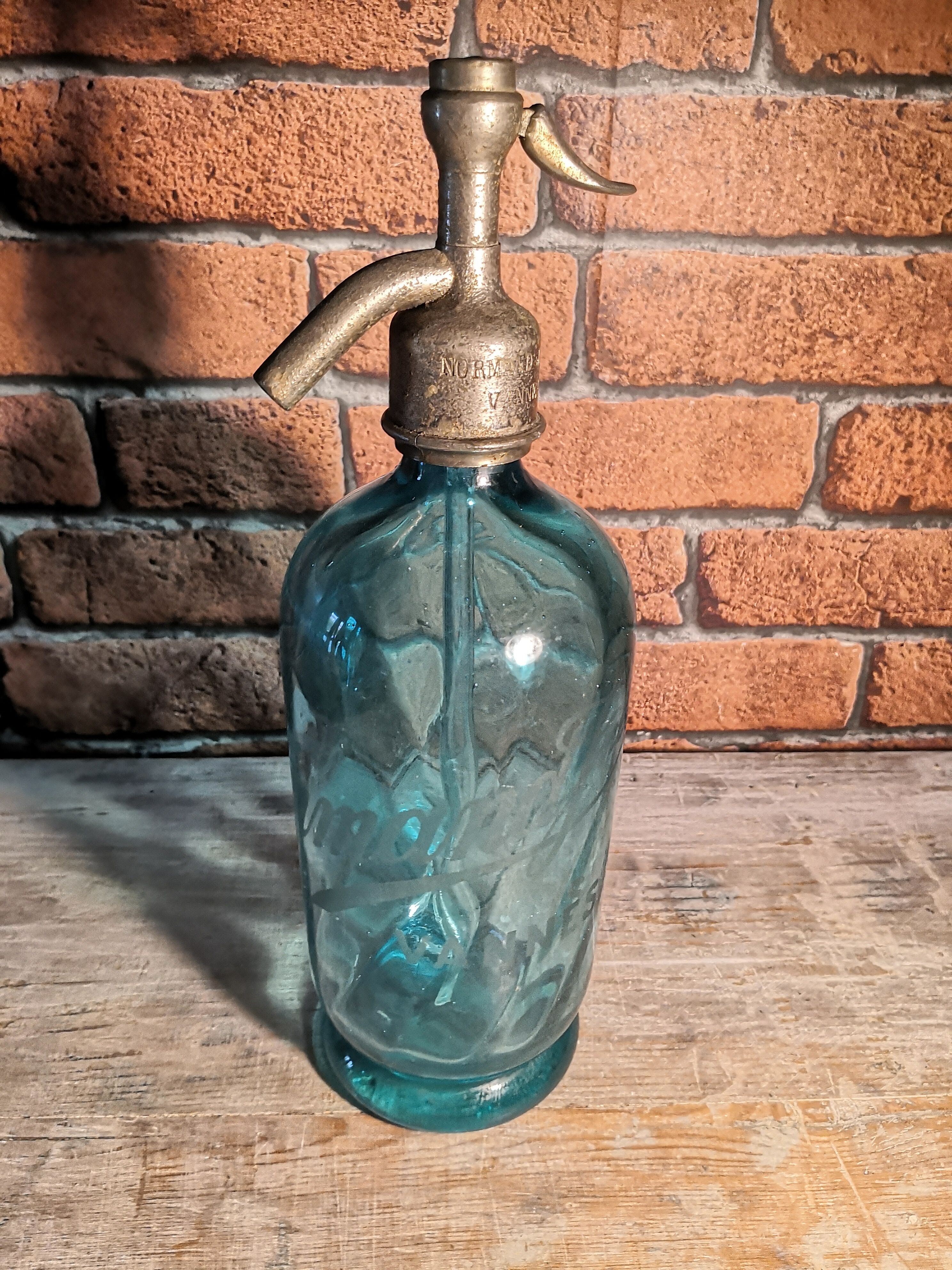 Turquoise blue seltz water siphon