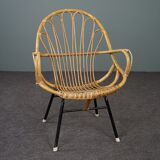 Rattan armchair with armrests Dutch Design 1960