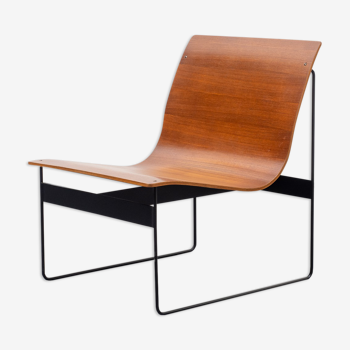 Wooden and metal design armchair, Gonter Renkel, Rego Möbel