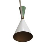 Stilnovo Style White and Green Lacquered Suspension Lamp . Spain, 2022