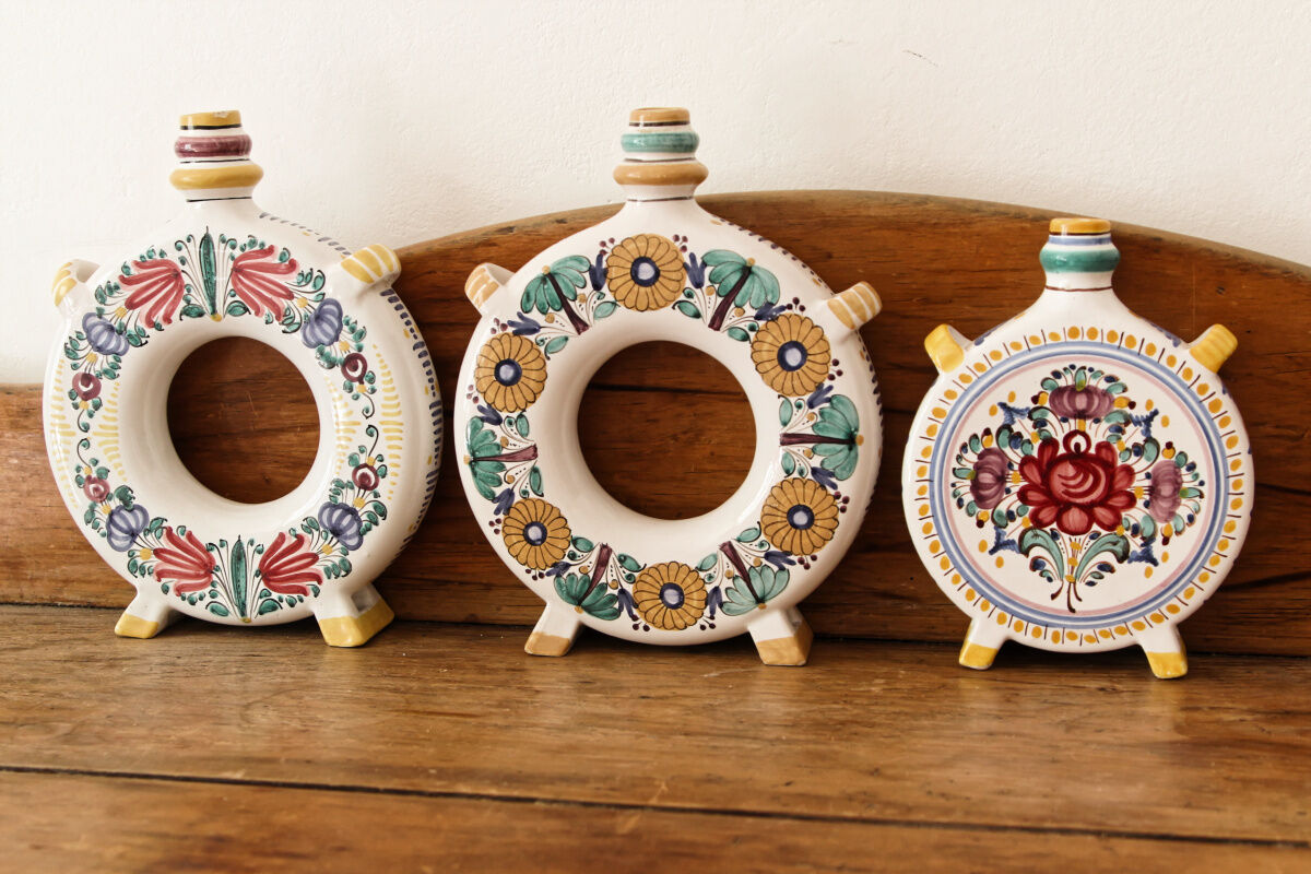 Set of 3 Slovak ceramic soliflores