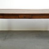 table à manger ancienne en chêne français avec 3 tiroirs et une patine exquise