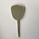 Vintage hand mirror embroidered fabric 30x13cm