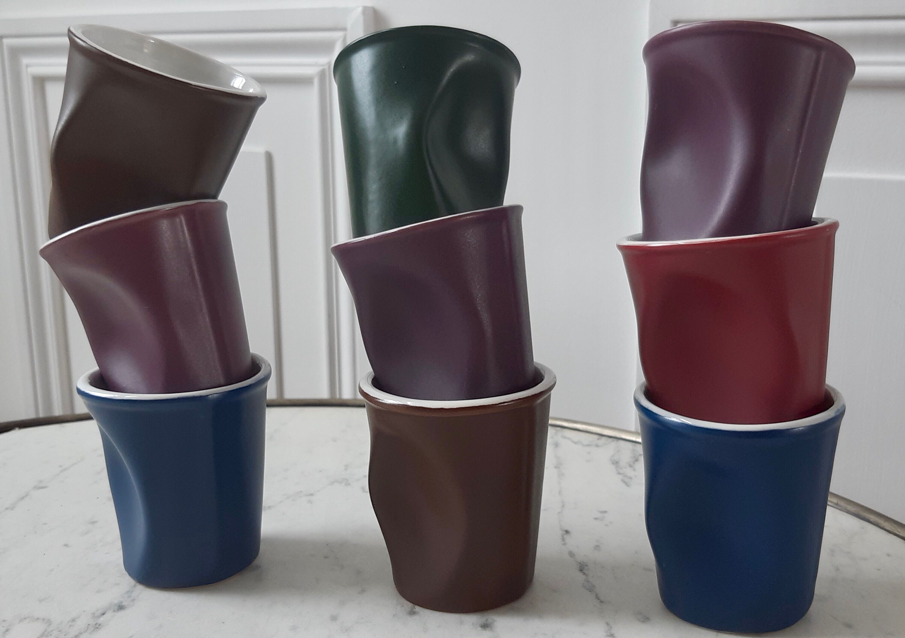 Set of 9 crumpled espresso cups Revol