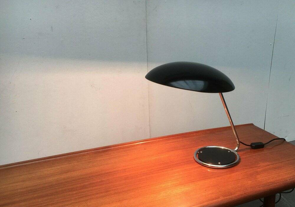 Metal table lamp model 6761 from the mid-century German period by Christian Dell for Kaiser Leuchten, 1960s.