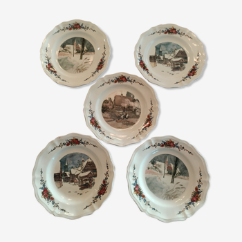 5 assiettes plates Obernai Sarreguemines