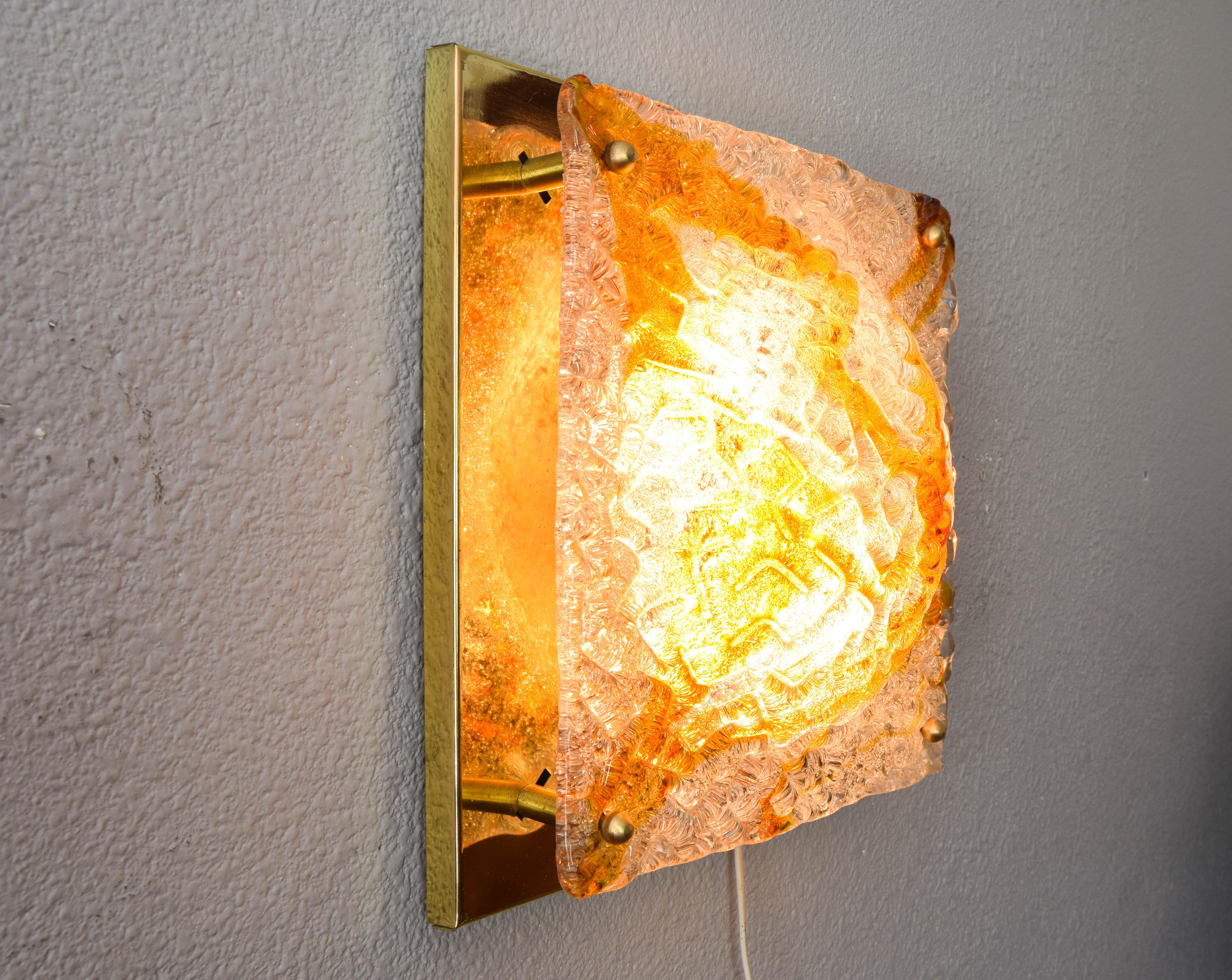 Mazzega Murano glass and brass wall lamp from the 60s