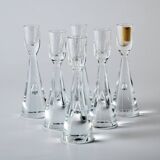 6 small glass candle holders by Bent Severin for Holmegaard