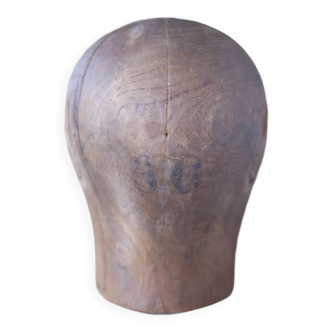 Old hat head, wooden cap, wooden milliner's head, old wood, collection, decoration
