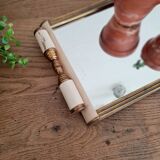 Art deco tray white wood and mirror