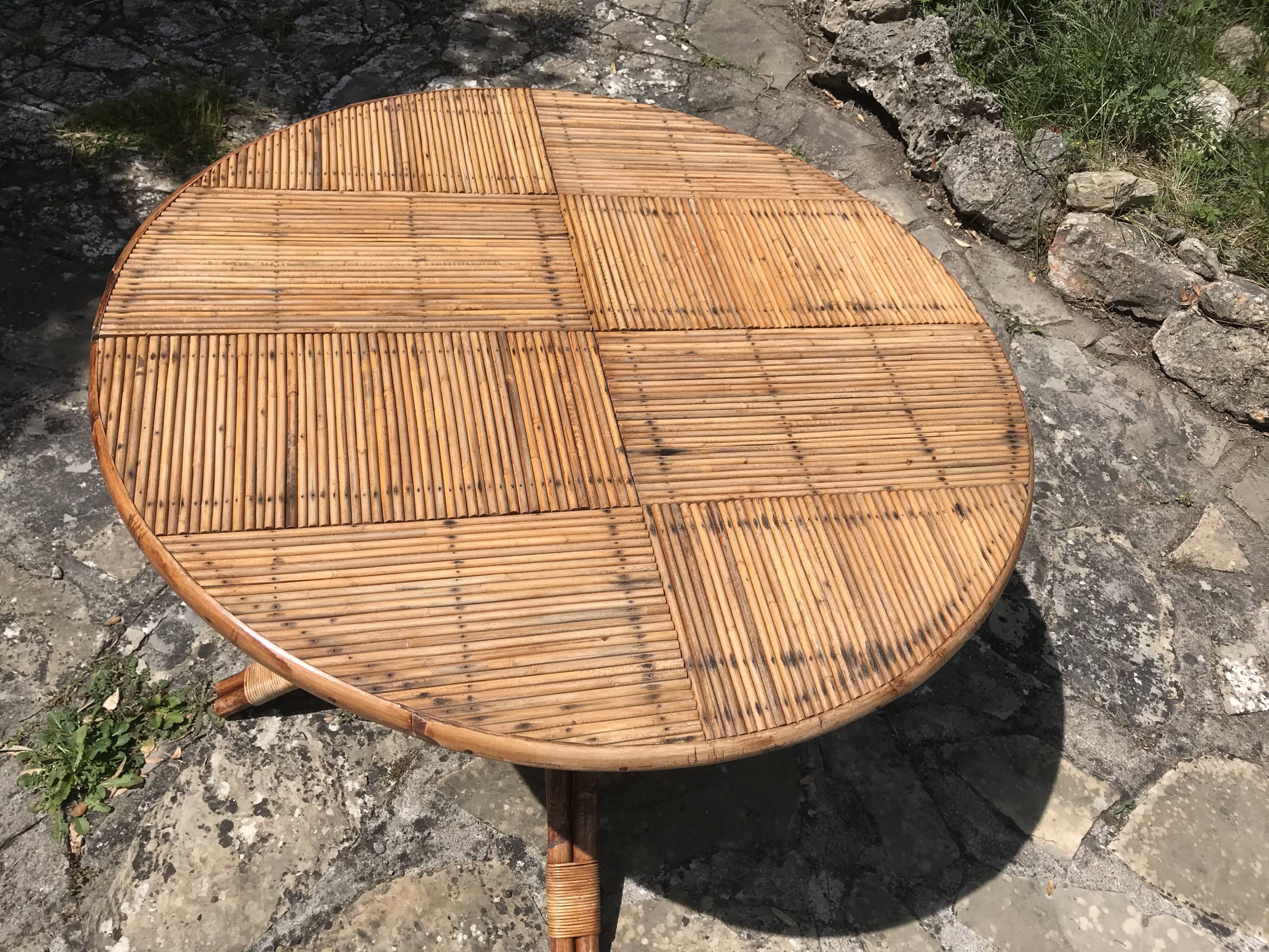 Extension rattan table circa 1960