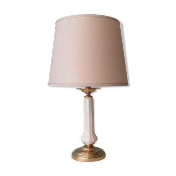 Impressive lamp with white ceramic stem and 1970 brass base