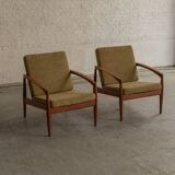Set of 2 paperknife easy chairs by Kai Kristiansen, Denmark, 1960's