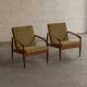 Set of 2 paperknife easy chairs by Kai Kristiansen, Denmark, 1960's