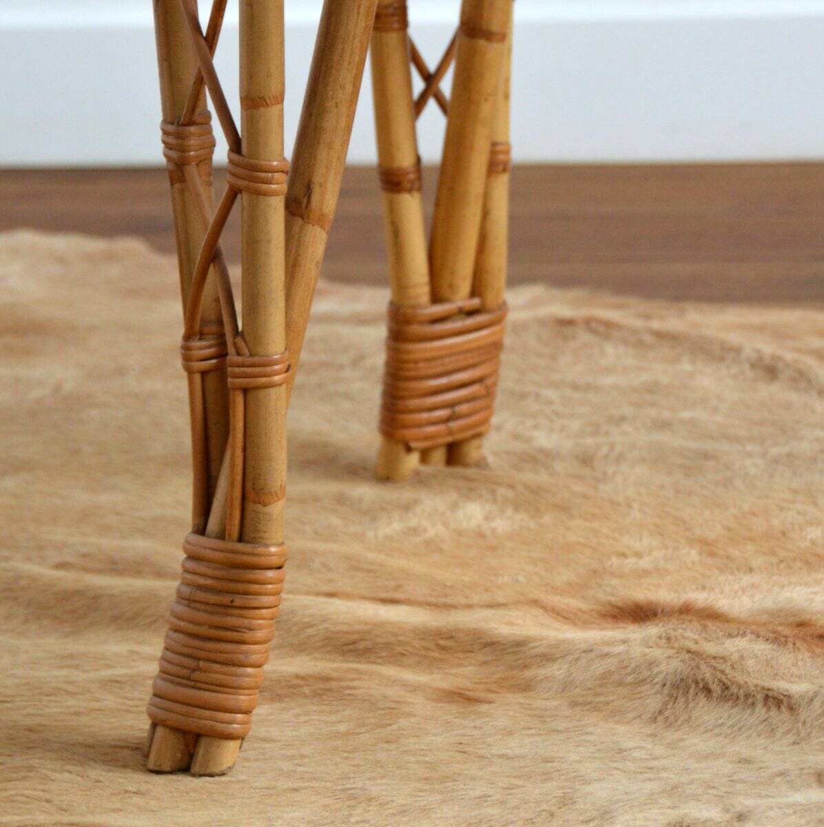 Vintage bamboo and rattan dining table 1960s