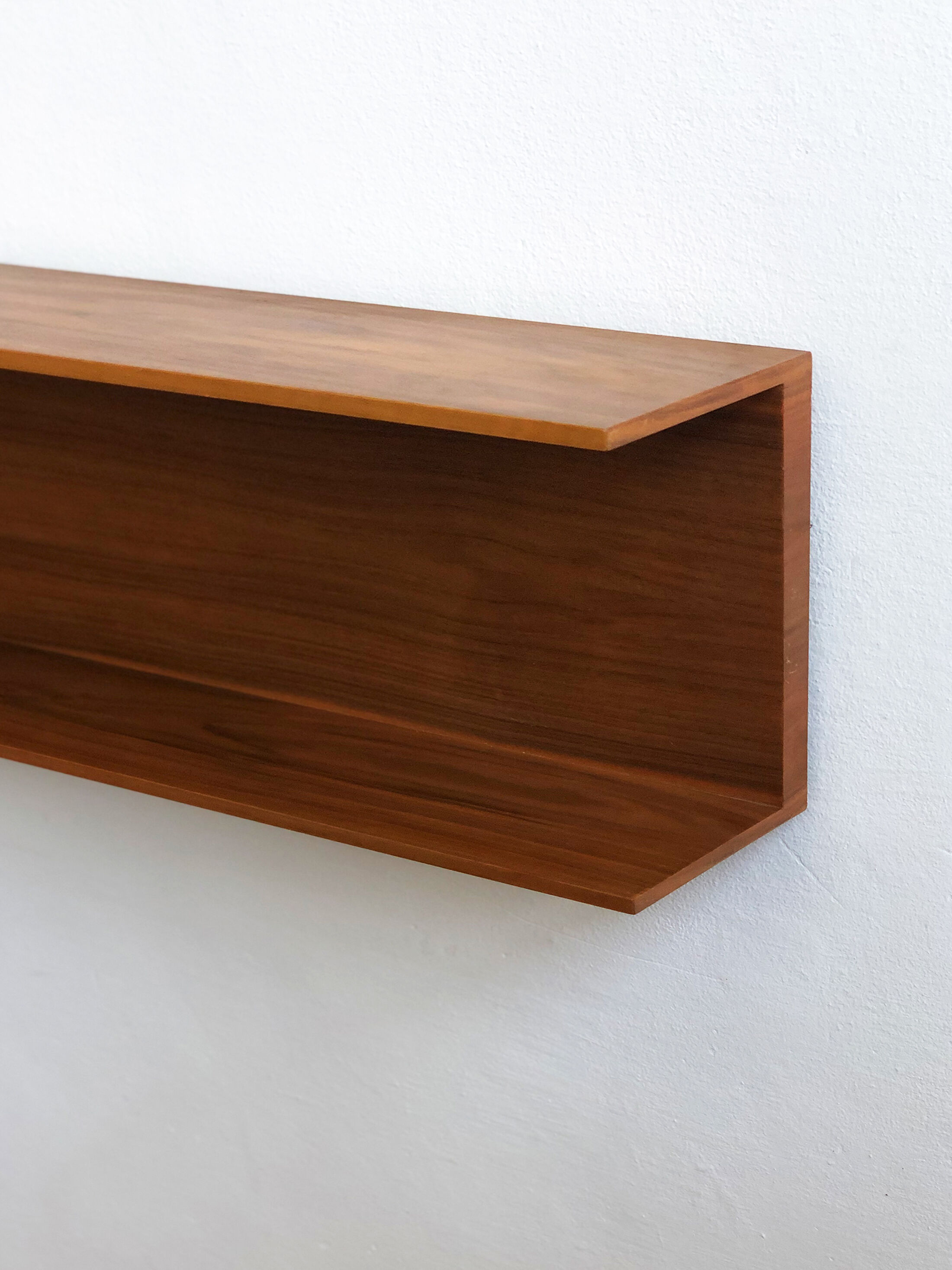 Wooden open wall shelf, 200cm, designed by Walter Wirz for Wilhelm Renz, Germany