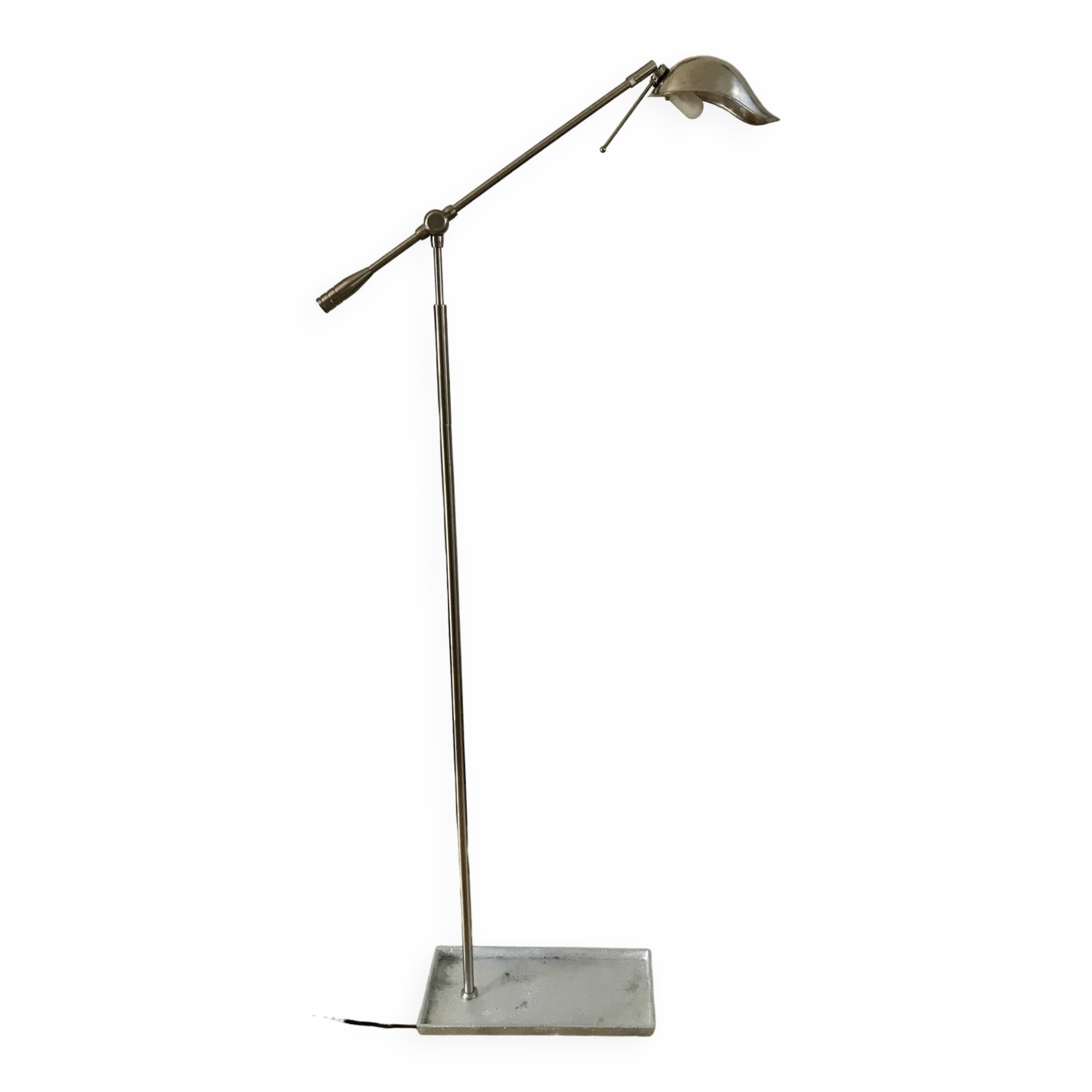 Pivoting brushed aluminum floor lamp from the 70s