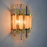 Venini wall lamp, triedri glass, murano, italy, 1970