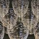 10 old port wine glasses in engraved art deco chiseled crystal