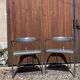 Pair of vintage chrome & grey faux leather armchairs – 1970s design