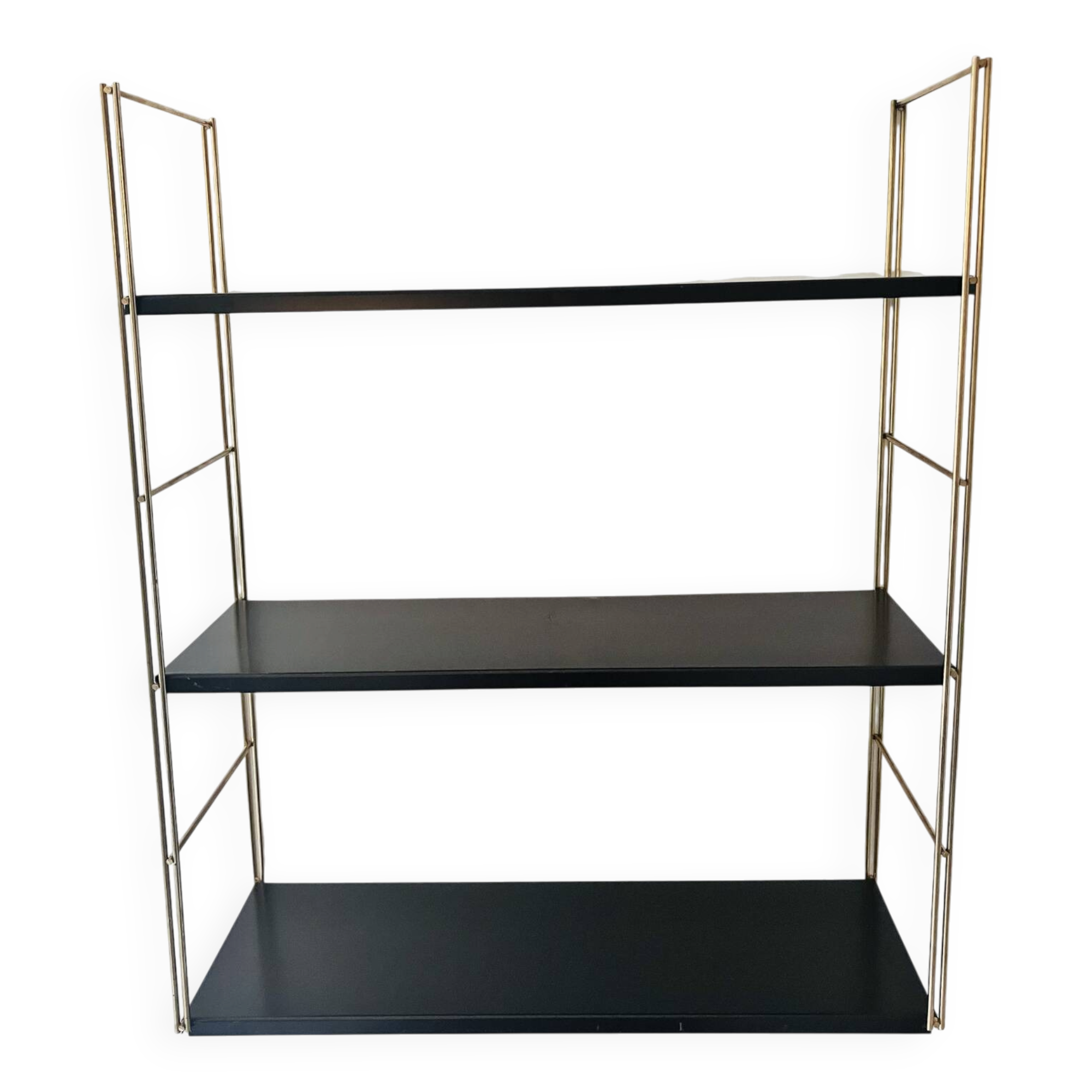 Gold and brown String wall shelves