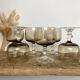 6 vintage smoked stemmed glasses