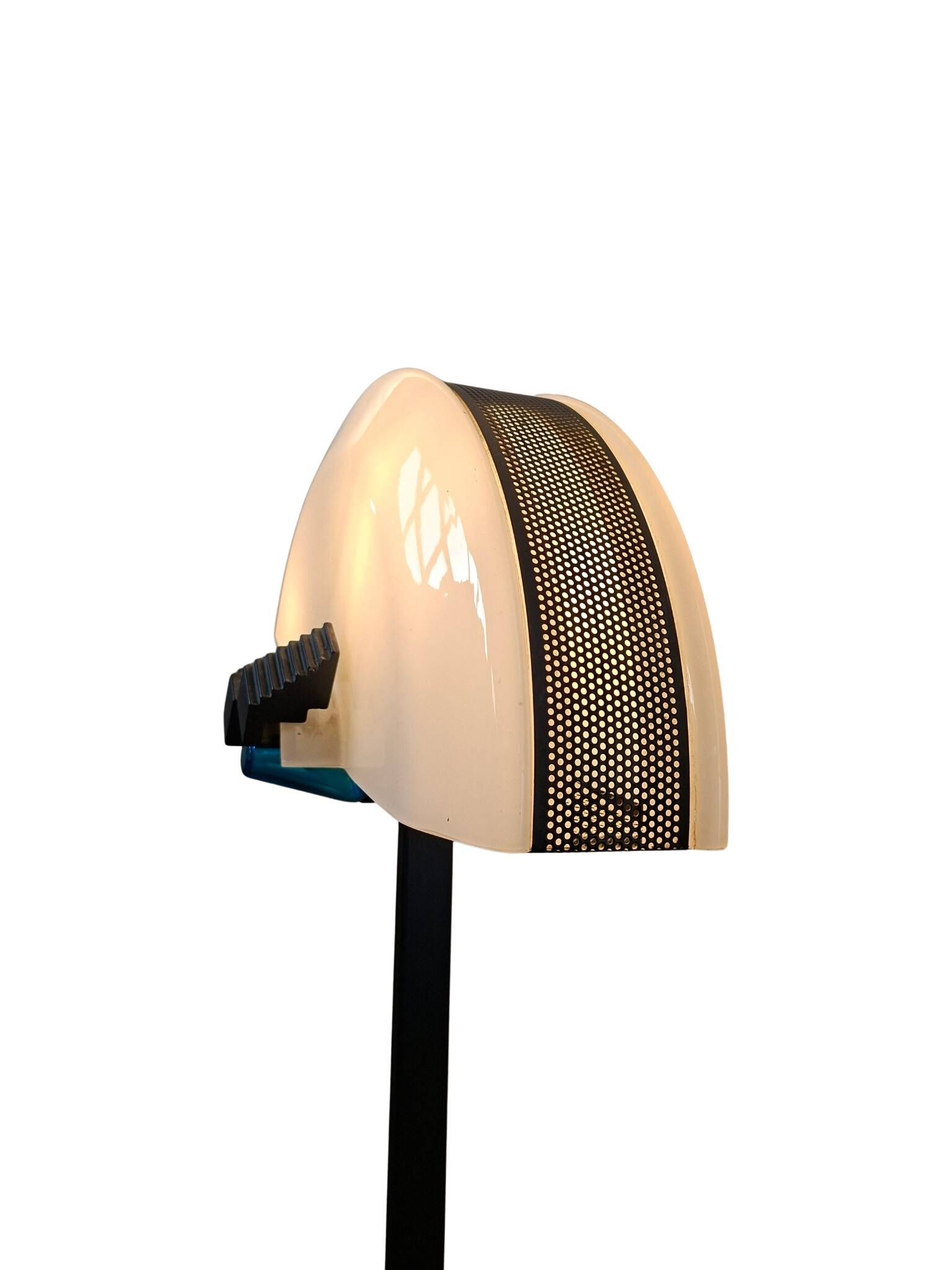 Lampe sur pied des années 70 en fer et verre de Murano, design industriel.