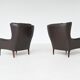 Pair of Durlet lounge chairs in brown leather Belgium 1960