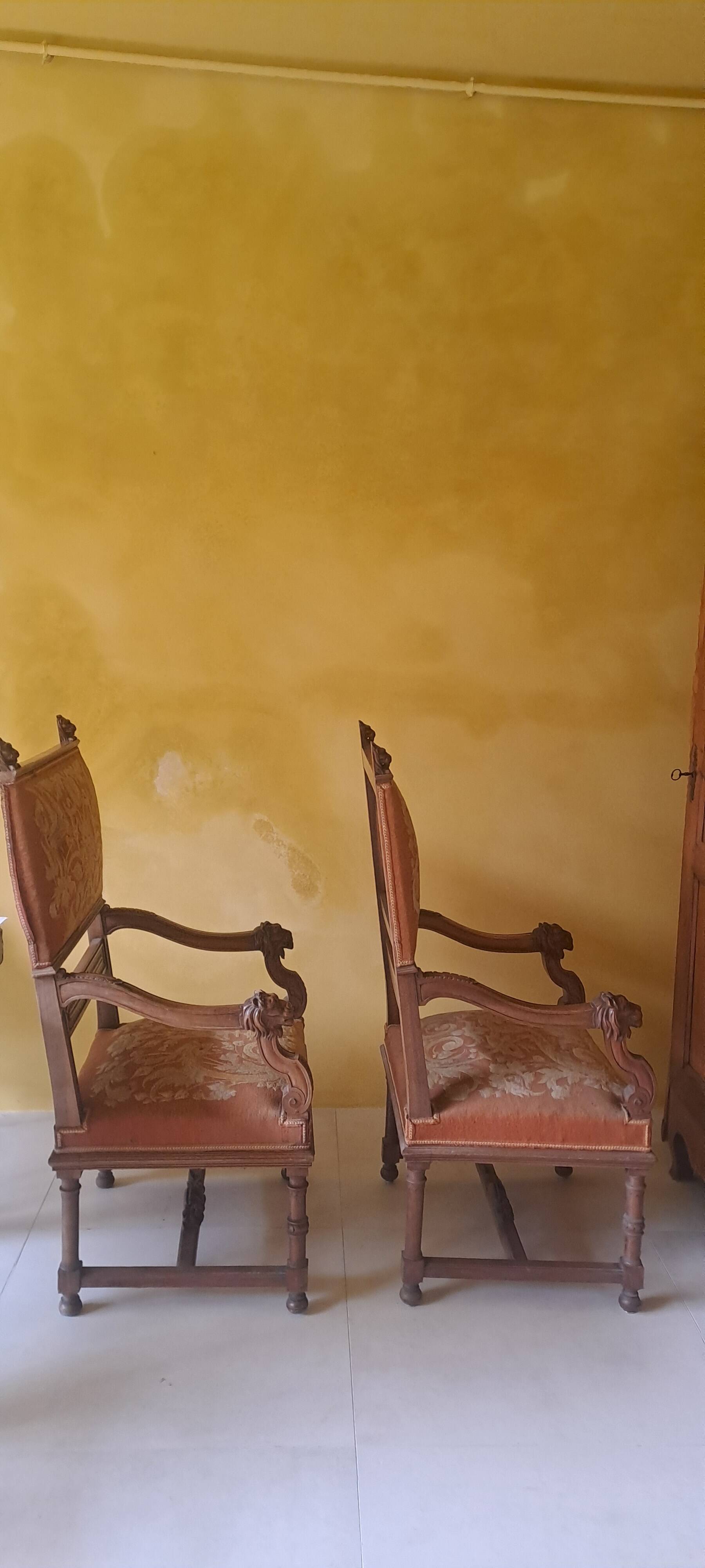 Antique lion head armchair